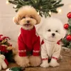 Köpek Giyim Noel Giysileri Güzel Kırmızı Baskı Köpek Örgü Sweaters Kediler için Kış Sıcak Yıl Kazak Fransız Bulldog Pet Malzemeleri 231129