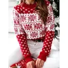 Kvinnors tröjor Vinter Autumn Women Sweater Christmas Snowflake Sticked Long Sleeve Ladies Jumper Fashion Casual O Neck Printed Pullover Clothes 231129