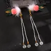 Hair Clips 2pcs Plush Hairpin With Tassel Chinese Style Cute Vintage Headdress Hanfu Clothing Accessories For Women Lady BH