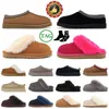 Zapatillas Tasman Zapatillas Tazz uggsboot semilla de mostaza Tobogán de piel de castaño Piel de oveja Bota de plataforma ultra mini clásica Invierno Mujer Hombre Zapato sin cordones Ante Parte superior Lana Otoño