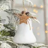 Décoration de fête 8 cm boule de noël blanche flocon de neige goutte d'eau cloche arbre année suspendus pendentifs ornements décor cadeau B3z4