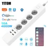 Stekkerdozen Verlengsnoeren Surge Smart Strip Wifi 4 EU-uitgangen Stekker USB-oplaadpoort Timing App Spraakbediening Werken met Alexa Google Home Assistant 231130