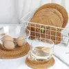 Bord Mattor 6st Padding Round Holder Drink Placemat Kitchen Cup Tea Pot Natural Rattan Woven Heat Handmade Isolation