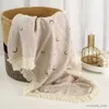 Decken Pucken Baumwoll-Musselin-Puckdecken für Neugeborene Quaste Empfangsdecke Neugeborene Pucktuch Säuglingsschlafdecke Bettdecke R231130