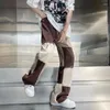 Calças de brim masculinas para homens hip hop bege calças retas emendadas calças de cowboy masculino plus size alta qualidade 90s streetwear tendência 2023 regular