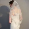 Veli da sposa NZUK Velo in tulle a due strati Bordo corto in pizzo Matrimonio con pettine Accessori Veu De Noiva