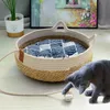 Lits pour chats, meubles d'été tissés, rembourrage amovible, maison de couchage, sol à gratter, rotin, résistant à l'usure, lavable, fournitures pour animaux de compagnievaiduryd