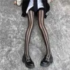 Women Socks Black Ins Vertical Stripe Stockings Net Red Spring And Autumn Sexy Thin Anti-hook Silk