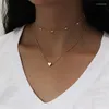 Hanger kettingen letapi aankomst 2023 mode moderne choker ketting twee lagen ronde gouden kleur sieraden voor vrouwen