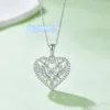 925 Sterling Silber Mode Halskette Verlobung Herz Form Moissanit Diamant Voll Pflaster Anhänger Mode Schmuck Geschenke