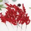 Decoratieve Bloemen 10/1 Stuks Kerst Kunstmatige Bessen Tak Rode Hulst Diy Krans Kerstboom Ornamenten Jaar Tafeldecoraties