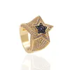 Men's Zircon Star Ring Diamond Euramerican Hip Hop Jewelry Copper Iced Out Mens Rings290z