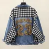 Herbst Neue Koreanische Version Denim Patchwork Kleine Duftende Jacke frauen Lose Schwere Industrie Pailletten Top Trend