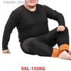 Roupa interior térmica masculina inverno homens grossos velo longo johns roupa interior térmica quente plus size 7xl 8xl 9xl tamanho grande solto elasticidade homewear nightwear 64 l231130