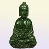 Hela billiga kinesiska gamla handarbeten Green Jade Carving Buddha Pendant Netsuke91211042473724