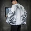 Męskie szaty wiosenne moda haft hanfu mężczyźni chiński styl jedwabny szatą kardigan kurtkę groźna kimono starożytny japoński płaszcz l231130