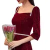 Party Dresses Bride's 2023 Summer and Autumn Immortal Wine Red Engagement Dresses for and Opening Ceremony