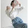 Women's Blouses 2023 Temperament French Ruffled Edge Off-shoulder White Shirt Women's Design Sense Early Spring Shaved Shoulder