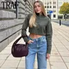 Frauen Strick Beige Strickjacke Frau Herbst Abgeschnitten Pullover Für Frauen 2023 Winter Taste Kurze Lange Ärmel Stricken Top