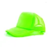 Cappellini da baseball Cappello da camionista al neon bianco tinta unita Berretto da baseball estivo a 5 pannelli Snapback posteriore in rete regolabile