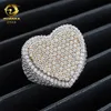 Luxury Heart Style VVS Moissanite Finger Ring Two Tones Gold Plated Hip Hop Iced Out Rings Men Diamond Ring