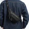 Midjepåsar verklig äkta läder i midjan för män kohude lädervingväska för telefonpåse manlig sling axelväska unisex bälte midjepaket 231129