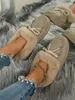 Laarzen Boog Decor Thermische Bont Gevoerd Faux Suède Sneeuw Vrouwen Enkel Winter Slipon Indoor Cottonpadded Schoenen vrouw 231130