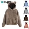 Women's Hoodies Autumn Winter Women Teddy Thick Warm Top Cute Plush Casual Hoodie Long Sleeve Bear Ear Hood Sweatshirt