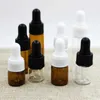 4pcs 1ml 2ml 5ml Glass Dropper Bottles Empty Essential Oil Jars Vials with Pipettes Perfume Refillable Container