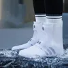 Acessórios de peças de sapato sem vazamento capas de fundo duplo botas de chuva designer dois tons silicone overshoes unisex pista tênis à prova d' água 231129