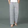 Ropa de dormir para hombres 2023 Primavera Otoño Hombres 100 Pantalones de dormir de algodón Masculino Tallas grandes Fondos de casa Casual Pijama a cuadros sueltos SXXL 100KGS 231129