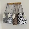 Bolsos de noche coreano chic grande casual bolso de mano leopardo hombro damas lienzo compras estudiante impresión bolso bolsa mujer 231129