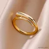 Band Rings Stainless Steel Rings for Women Men Vintage Gold Color Female Male Finger Ring Wedding Aesthetic Jewelry Gift 2023 R231130