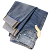 Jeans da uomo slim fit versione coreana pantaloni casual in cotone per giovani a gamba dritta