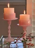 Portacandele Candeliere fatto a mano Ornamenti in vetro rosa Asta a vite Festival Atmosfera Decorazione Cilindro Forniture per matrimoni