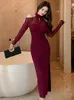 Robes décontractées Noël Longue Femmes Vêtements Mujer Dames Chic Sexy Hors Épaule Maigre Soirée Maxi Robe Robes De Bal Robe Femme