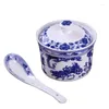 Tigelas 2pcs Conjunto de tabela de mesa Jingdezhen Cerâmica Hom Stew Bowl Sopa Chinesa Osso