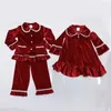 Pajamas Winter Sleepwear Family Christmas Matching Pajamas مجموعة Red Velvet Pajamas Kids Closy Girls Women Baby Babyrens PJS 231129