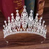 KMVEXO Baroque Or Argent Feuilles Cristal Strass Couronne De Mariage De Luxe Grande Reine Diadèmes Bandeau pour Accessoires De Cheveux De Mariée C2302