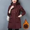 Damen-Trenchcoats Warmer europäischer und amerikanischer Winter-Baumwolljacke mit Kapuze Langer Damenmantel