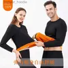 Men's Thermal Underwear New Winter Thermal Underwear Set Men's Thickening and Fleece O-neck Long Johns and Tops Women's Cold Protection Couple Suit L231201