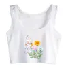 Tanques femininos Um top de colheita inspirado no verão com floral e borboleta gráfico de rua moda regatas de algodão personalizável camisola esportiva