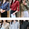 Camisas de blusas femininas 2023 Camisas femininas de outono blusa de cetim para mulheres camisa de seda longa camisa branca de seda da mulher sólida Bloups Pullover Ladies Topsl231130