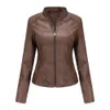 Manteau de moto en simili cuir pour femmes pour femmes veste rouge café Moto Biker fermeture éclair marine violet marron Chaqueta Jaqueta Couro 231129