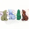 Decorative Figurines 2" Wolf Statue Natural Healing Crystal Stone Carving Animal Figurine Reiki Gems Ornament Mineral Craft Home Decor Gift