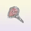 Äkta högkvalitativa rosa härliga puls droppformade simulering Moissanite Wedding Engagement Woman039S Ring57862057332008