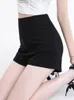 Damen Shorts Anzug Schwarz Damen Sommer A-Linie Hohe Taille Schlank Mädchen Einfach Allgleiches Täglich Koreanische Stile Lässig Büro Damen