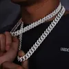 Silverhalsband 18mm 20mm Silver/10K/14K/18K Guld Moissanite 4 Rows Prong Iced Out VVS Miami Cuban Link Chain