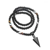 Collane con ciondolo Perline nere opache da 6 mm e pietra occhio di tigre con croce in ematite Collana con freccia in lega di zinco Regalo fatto a mano