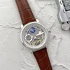 Klasyczny wysokiej klasy zegarek męski Hollow Design Luxury Mechanical Automatyczne zegarek Pasek Cowhide i Pasek ze stali nierdzewnej Design męski zegarek